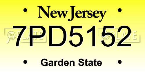 7PD5152 New Jersey License Plate