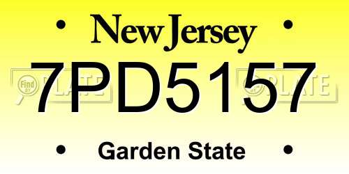 7PD5157 New Jersey License Plate