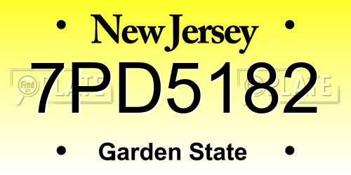 7PD5182 New Jersey License Plate
