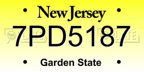 7PD5187 New Jersey License Plate
