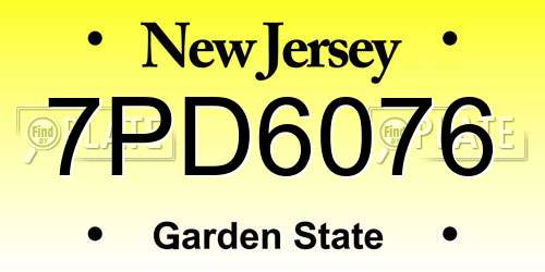 7PD6076 New Jersey License Plate