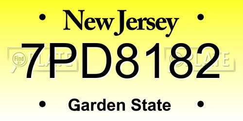 7PD8182 New Jersey License Plate