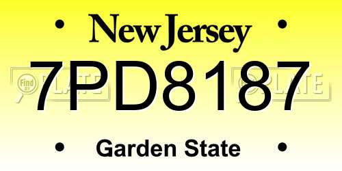 7PD8187 New Jersey License Plate
