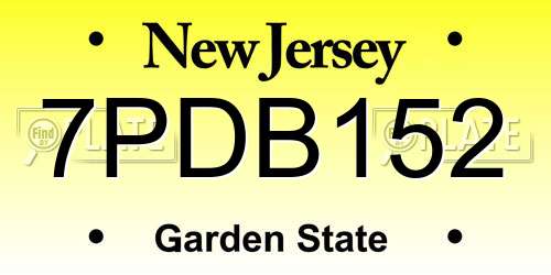 7PDB152 New Jersey License Plate