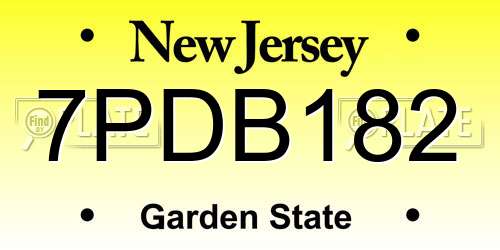 7PDB182 New Jersey License Plate