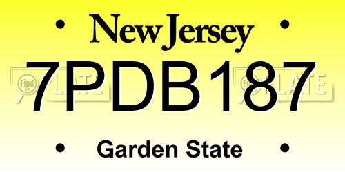7PDB187 New Jersey License Plate