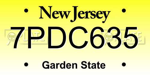 7PDC635 New Jersey License Plate