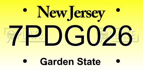 7PDG026 New Jersey License Plate