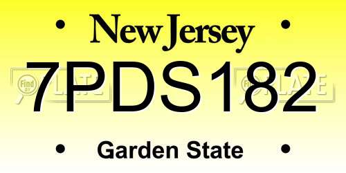7PDS182 New Jersey License Plate