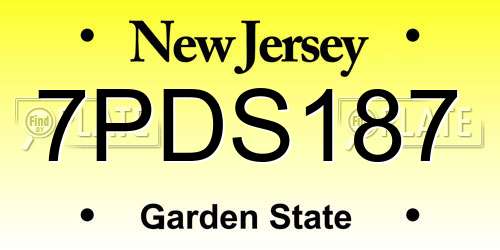 7PDS187 New Jersey License Plate