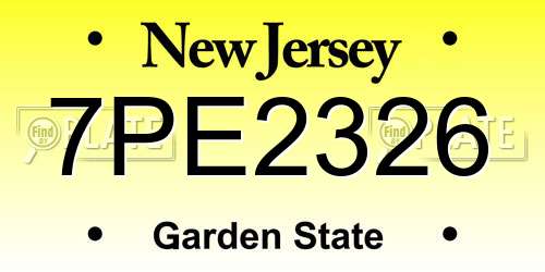 7PE2326 New Jersey License Plate