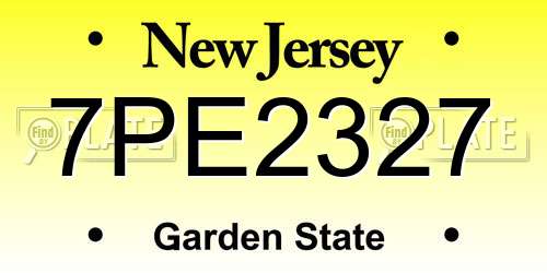 7PE2327 New Jersey License Plate