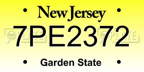 7PE2372 New Jersey License Plate