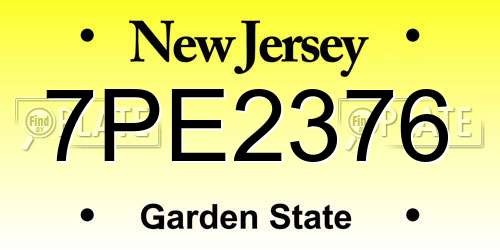 7PE2376 New Jersey License Plate