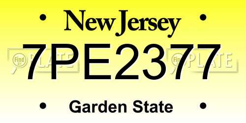 7PE2377 New Jersey License Plate