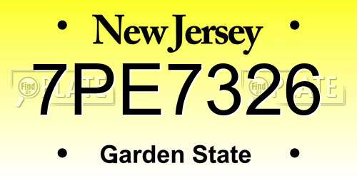 7PE7326 New Jersey License Plate