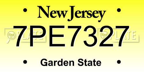 7PE7327 New Jersey License Plate