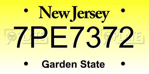 7PE7372 New Jersey License Plate