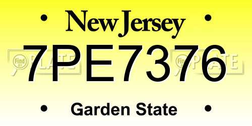 7PE7376 New Jersey License Plate