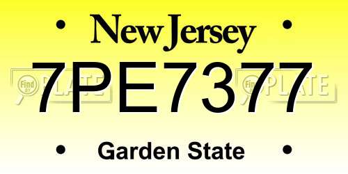 7PE7377 New Jersey License Plate