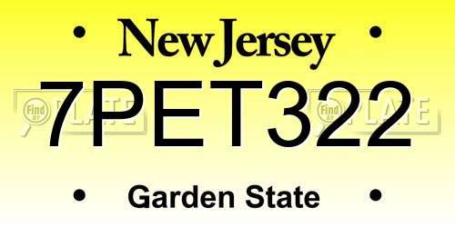 7PET322 New Jersey License Plate