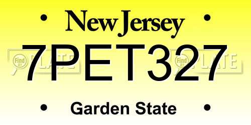 7PET327 New Jersey License Plate
