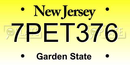 7PET376 New Jersey License Plate