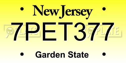 7PET377 New Jersey License Plate
