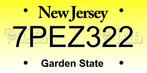7PEZ322 New Jersey License Plate