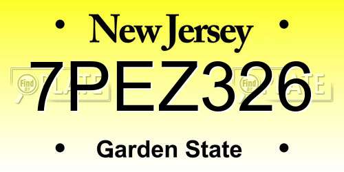 7PEZ326 New Jersey License Plate