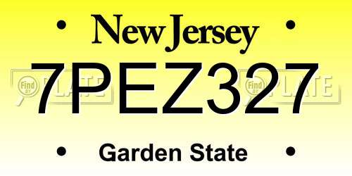 7PEZ327 New Jersey License Plate