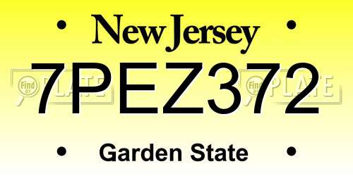 7PEZ372 New Jersey License Plate