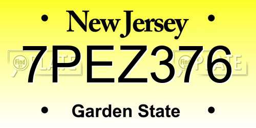 7PEZ376 New Jersey License Plate