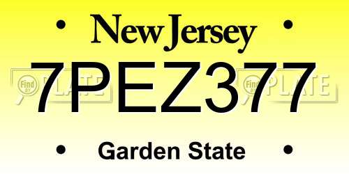 7PEZ377 New Jersey License Plate