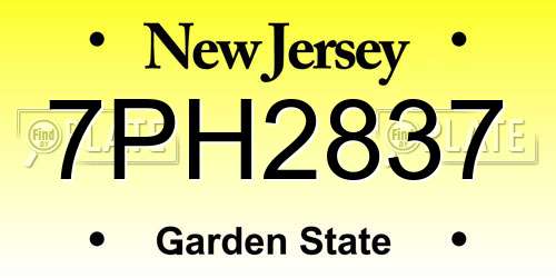 7PH2837 New Jersey License Plate