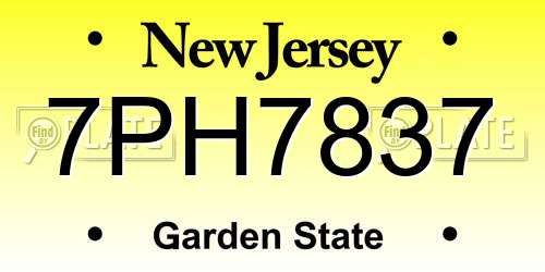 7PH7837 New Jersey License Plate