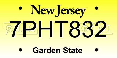 7PHT832 New Jersey License Plate