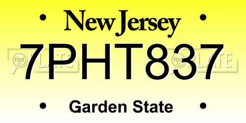 7PHT837 New Jersey License Plate