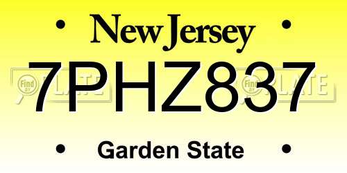 7PHZ837 New Jersey License Plate