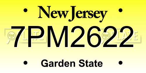 7PM2622 New Jersey License Plate