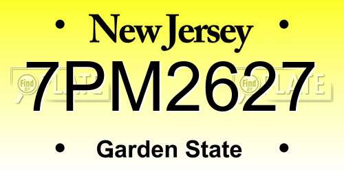 7PM2627 New Jersey License Plate