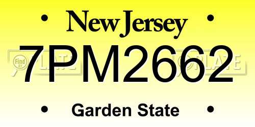 7PM2662 New Jersey License Plate