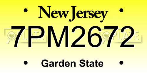 7PM2672 New Jersey License Plate