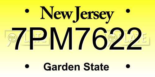 7PM7622 New Jersey License Plate
