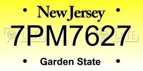 7PM7627 New Jersey License Plate