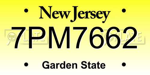 7PM7662 New Jersey License Plate