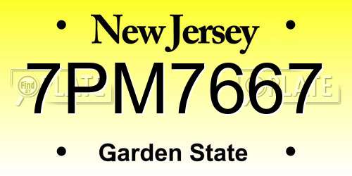 7PM7667 New Jersey License Plate