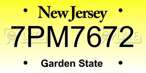 7PM7672 New Jersey License Plate