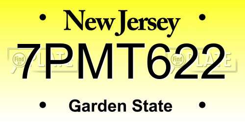 7PMT622 New Jersey License Plate