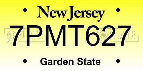 7PMT627 New Jersey License Plate
